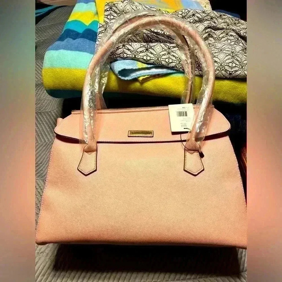 London Fog Handbags - NWT London Fog 100th Anniversary Tote Pink Caviar Emboss w wristlet also NWT